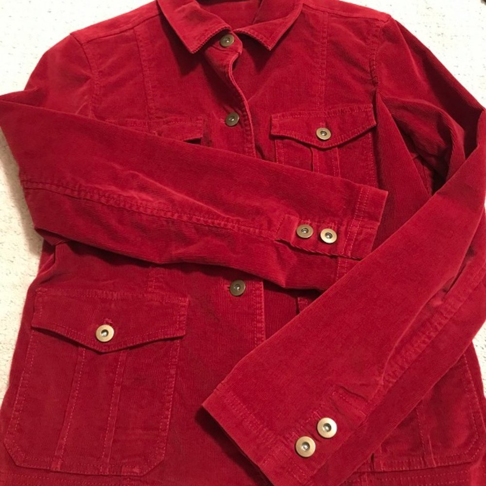 Eddie Bauer Womens red corduroy jacket size 4P